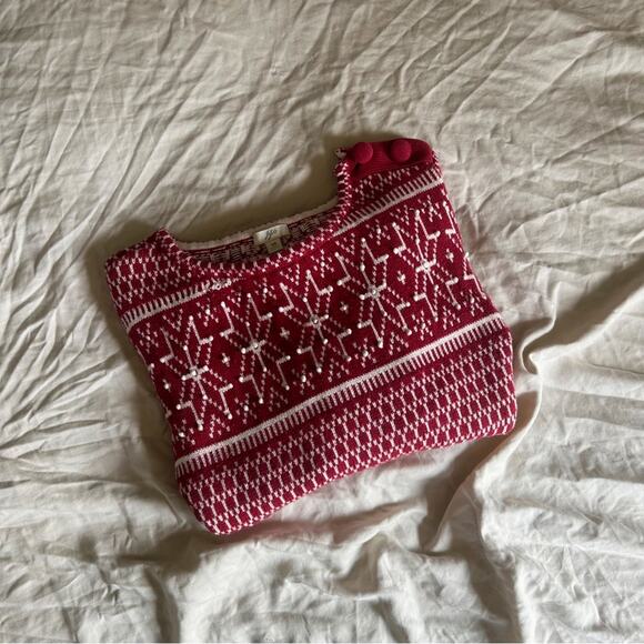 J. Jill Red Snowflake Winter Cottage Knit - Picture 1 of 8